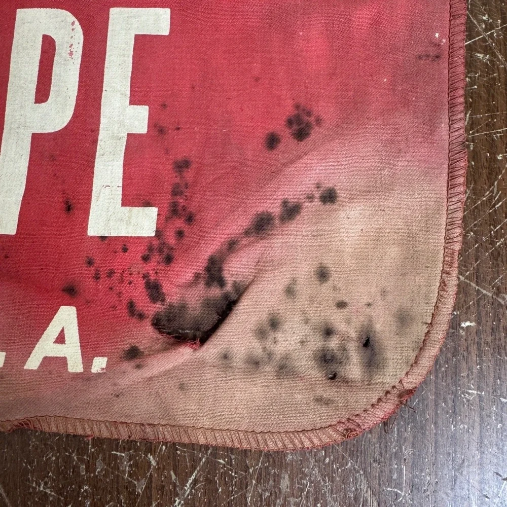 Vintage‎ Wheatland Pipe U.S.A. Red Safety Flag Cotton 12 x 12 inches Decor